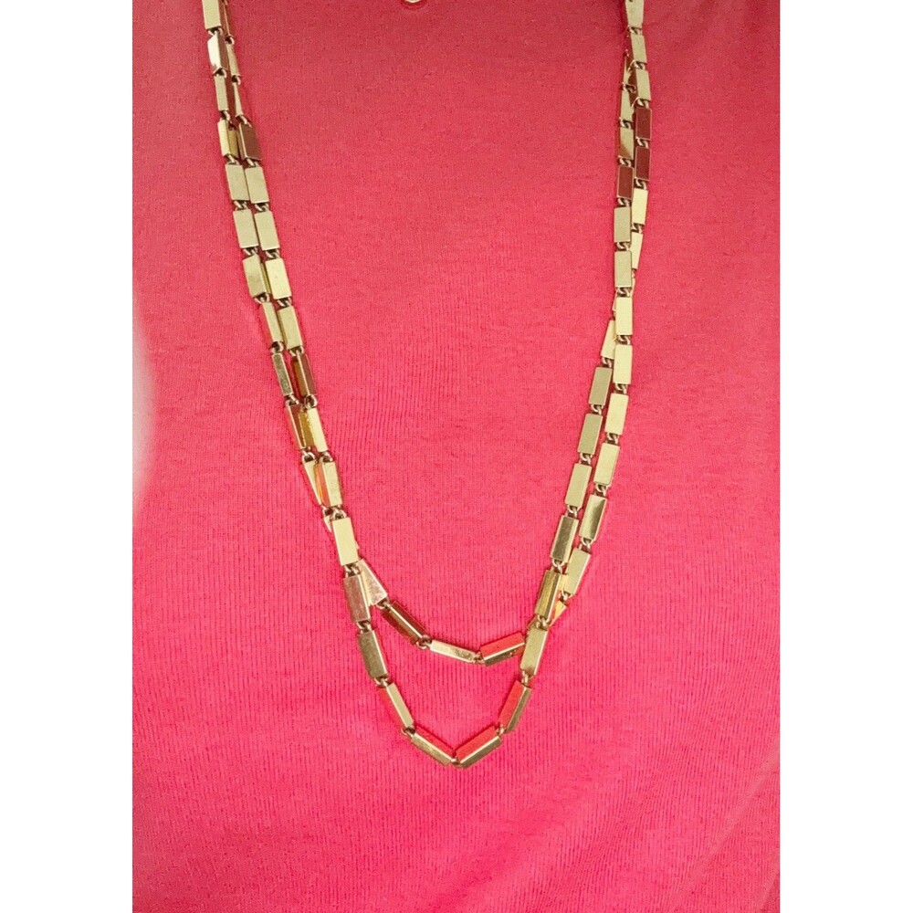 Vintage Monet Gold Tone Square Box Chain Layering 54" Necklace Heavy Gold Chain